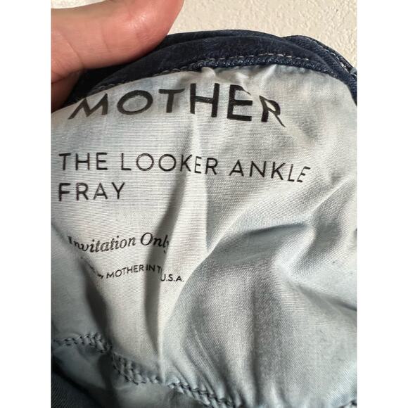 Mother The Looker Ankle Fray Invitation Only Blue Denim Skinny Jeans Size 26 - Picture 12 of 14